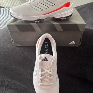 Adidas White and Red Athletic Golf Shoes